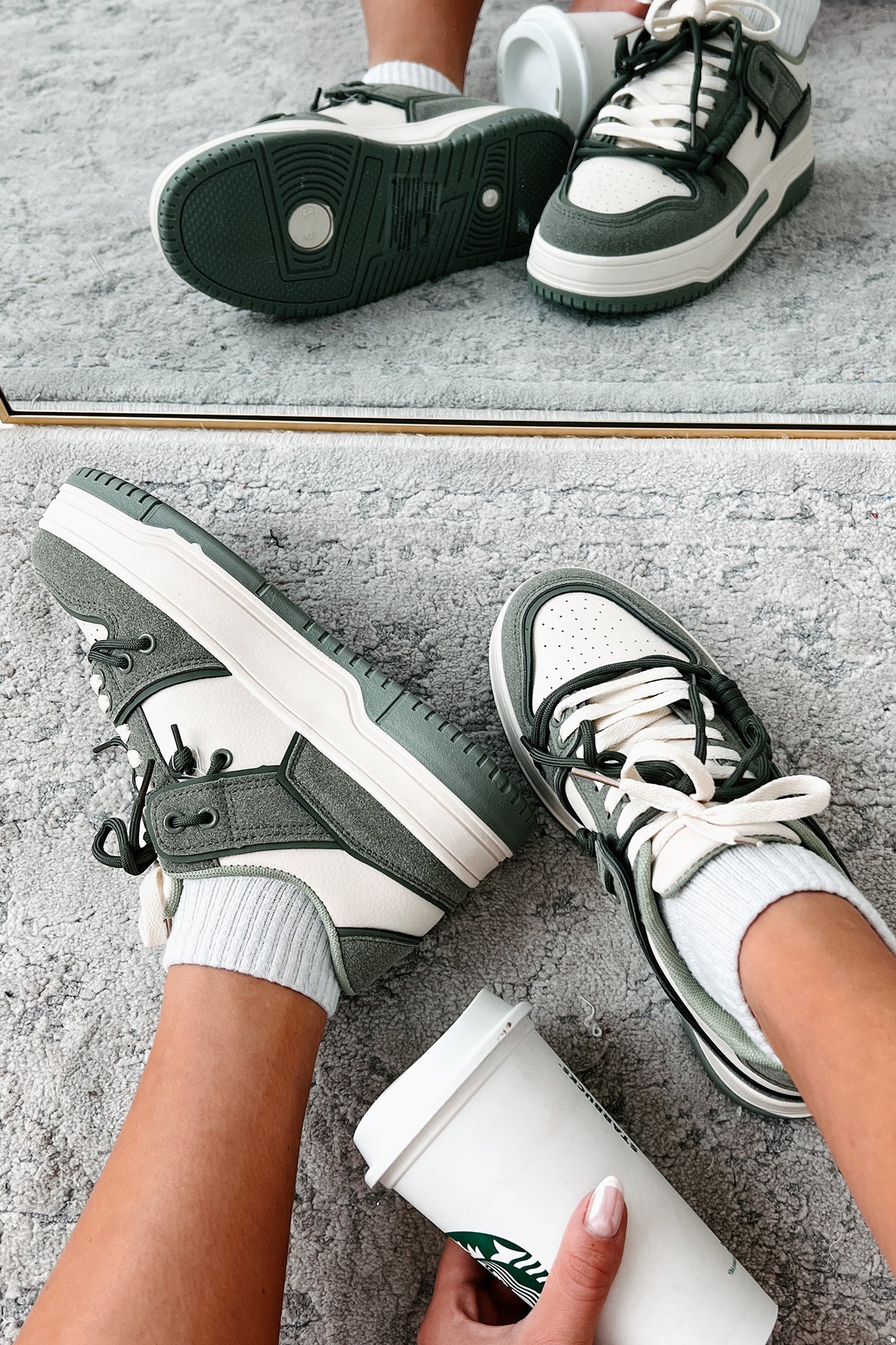 Two Way Street Platform Sneakers (Olive)
