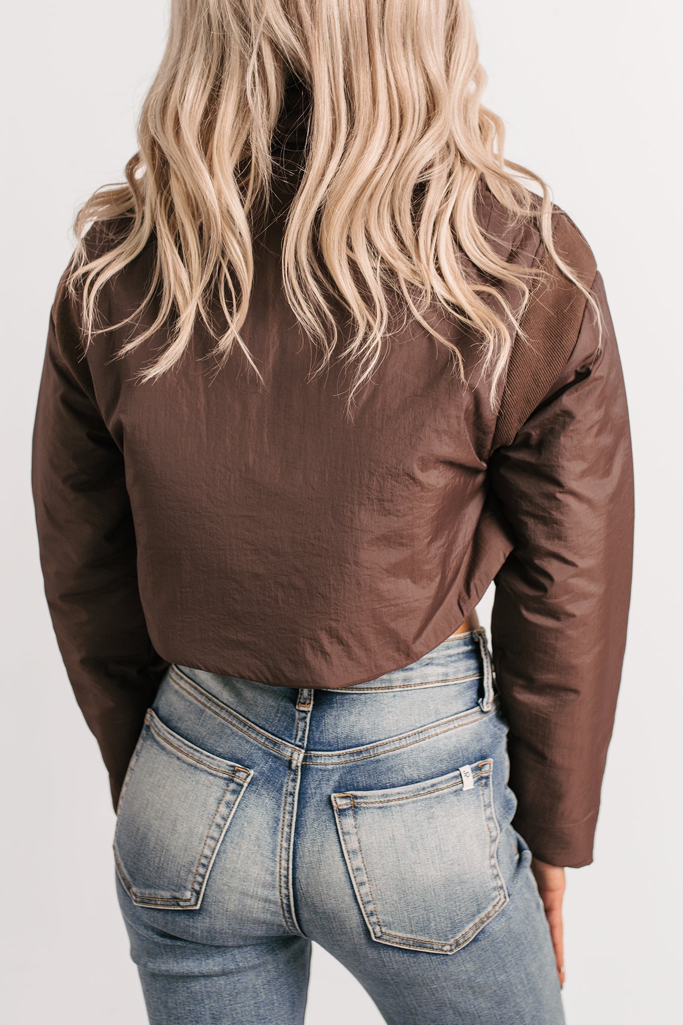 Snow Calls Cropped Bomber Jacket (Espresso)